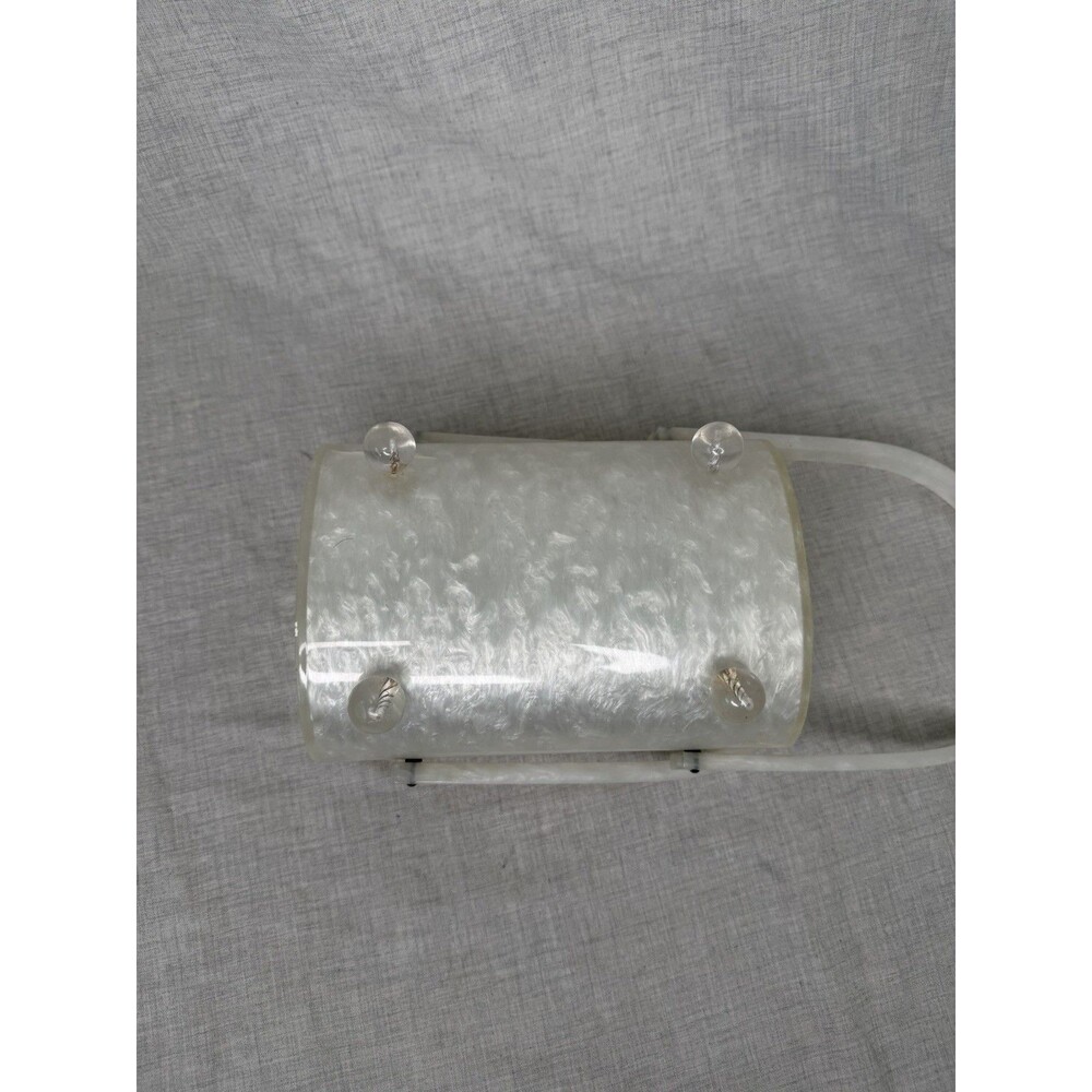 Vintage Rialto NY Lucite Purse white Pearl Clear Floral Lid Handbag Clutch 50’s - Picture 5 of 11